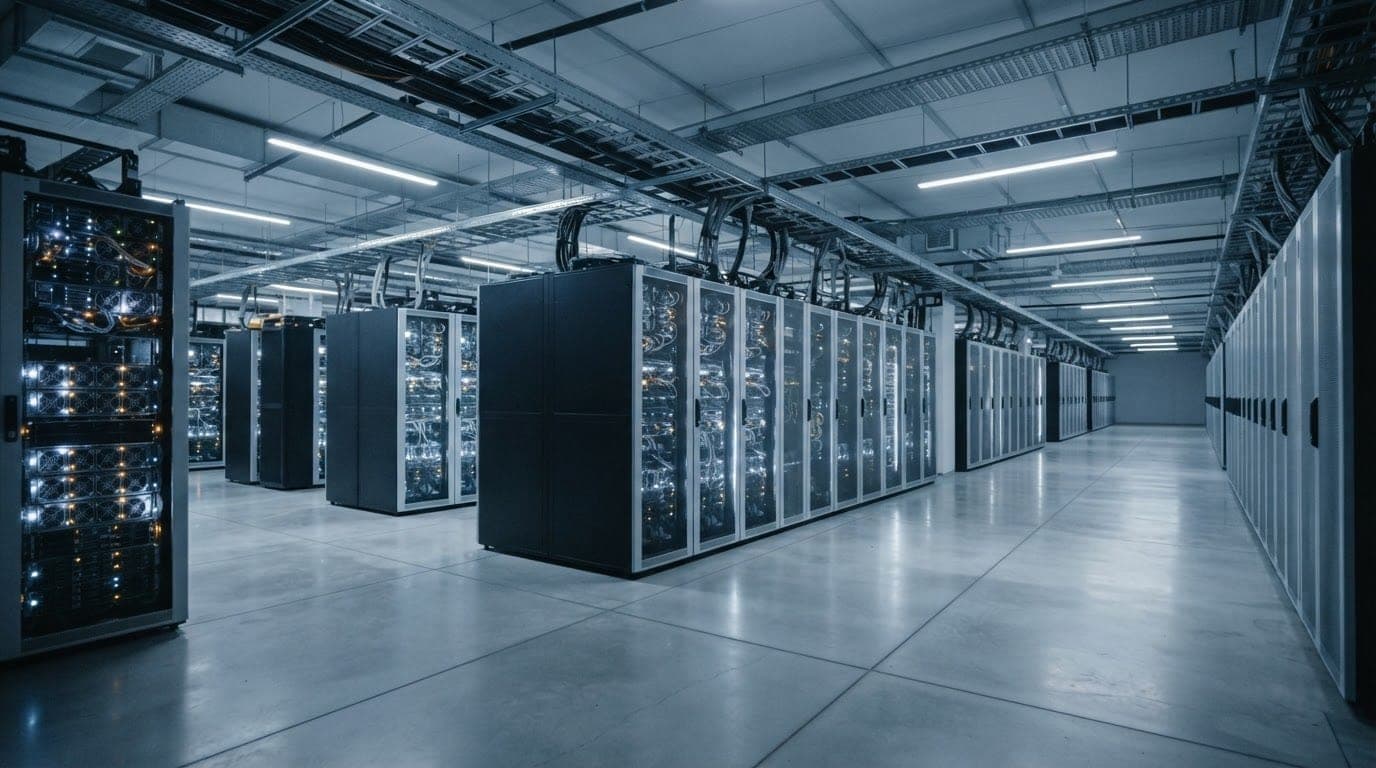 A row of modern server racks in a clean, well-lit data center.